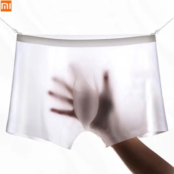 Contrôle 3 pièces Xiaomi glace soie hommes sous-vêtements Boxer slips pour hommes 3D Ultra mince confortable respirant séchage rapide culotte