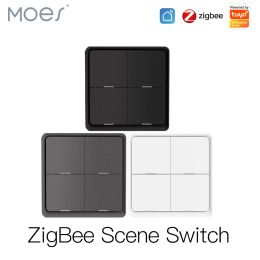 Besturing 4 Gang Tuya Zigbee Wireless 12 Scene Switch Push Button Controller Batterij Automatisering scenario voor Tuya -apparaten