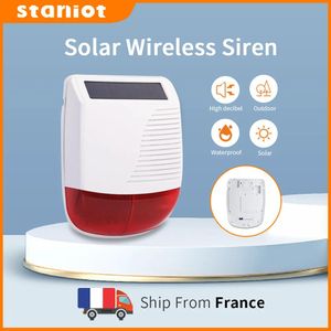 Control 433 mhz alto decibelio al aire libre solar inalámbrico sirena altavoz impermeable estroboscópico para sistema de alarma antirrobo de seguridad inteligente para el hogar