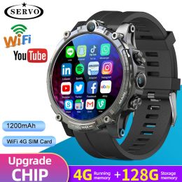 Contrôle 4G + 128G 1.6 pouces 4G Smart Watch For Men Women Sim Card Slot GPS WiFi Military Call HD Camera Music Google Play Store Sport Fitness