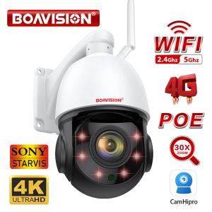 Contrôle 4k 8mp caméra de Surveillance Wifi/4g carte Sim/poe 30x Ptz extérieur humain suivi automatique 2way Audio 2.4ghz 5ghz Wifi caméra de sécurité