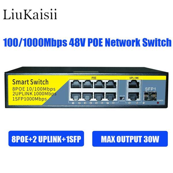 Contrôle 52V Switch POE 10/100/1000 Mbps Smart Smart Interrupteur avec interrupteur Ethernet des ports SFP à liaison montante pour la caméra IP / CAME sans fil AP / CCTV