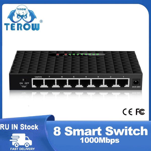 Contrôle 8 Port Gigabit Network Switch 10/100/1000Mbps Gigabit Ethernet Network Switch LAN HUB High Performance Ethernet Smart Swither