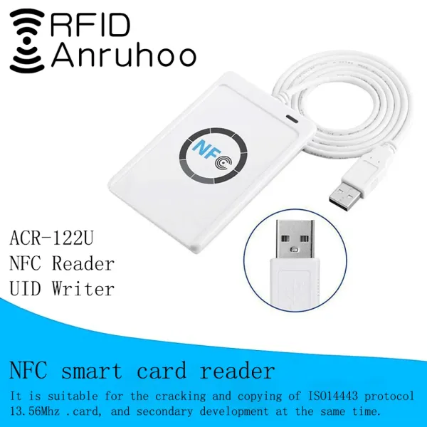 Contrôle ACR122U CORDE DE CONTRÔLE DE CONTRÔLE DUPLICATEUR RFID Reader NFC Encripteur Cracking Chip Smart S50 Carte UID 13.56 MHz