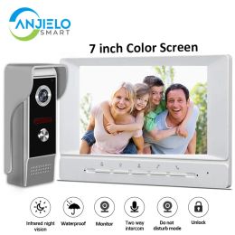 Besturing Anjielosmart 7 inch video Porteiro Intercom Smart Home Beveiligingsbeveiligingssysteem Interfone deurbelcamera voor appartement Domofo