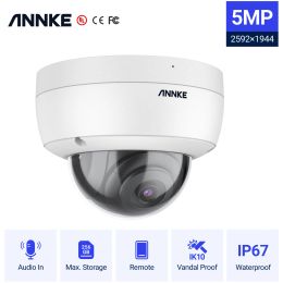 Controle Annke 1 stks C500 Dome 5mp Ip Camera Outdoor Ik10 Vandaalbestendige Poe Beveiligingscamera met Audio-opname Poe Bewakingscamera