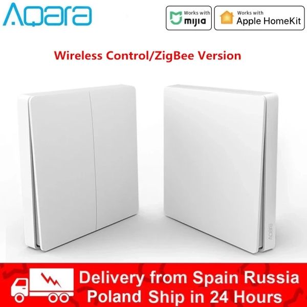 Contrôle Aqara D1 interrupteur mural intelligent Zigbee télécommande sans fil interrupteur d'éclairage à clé fil de feu neutre Triple bouton pour Mihome HomeKit