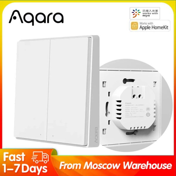 Control Aqara E1 interruptor de pared inteligente Zigbee 3,0 interruptores inteligentes cable de fuego sin neutro para Xiaomi Home Homekit uso de Apple