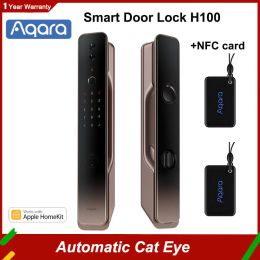 Control Aqara Smart Door Lock H100 Automático Cat Eye Zigbee Sensor de luz del cuerpo NFC Bluetooth Huella Dactina Desbloqueo HomeKit Aqara Home App