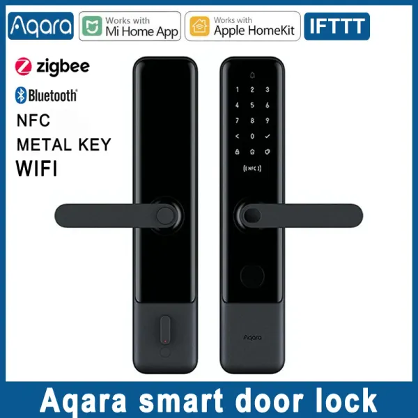 CONTRÔLER AQARA SMART DOOR LOCK N100 N200 Empreinte digitale Bluetooth Mot de passe NFC Key Total 7 Unlock Ways Travaillez avec Mi ou Apple Homekit Home