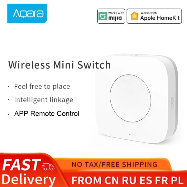 Control Aqara Sensor inteligente Mini interruptor inalámbrico Una tecla Control remoto ZigBee Botón de luz Seguridad del hogar Mihome Homekit con Hub