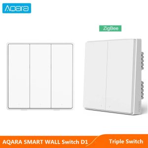 Contrôle Aqara interrupteur mural intelligent D1 Zigbee clé de commutateur de lumière sans fil avec fil de feu neutre Triple pour Xiaomi mijia maison intelligente Mi Home