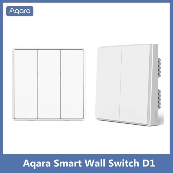 Control Aqara interruptor de pared inteligente D1 Zigbee interruptor de luz de Control remoto inalámbrico llave Neutral cable de fuego para xiaomi mi home homekit