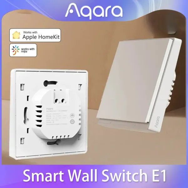 Aqara – interrupteur mural intelligent, Version E1, sans fil, Zigbee 3.0, avec/sans neutre, télécommande à une touche, application Mi Home Homekt