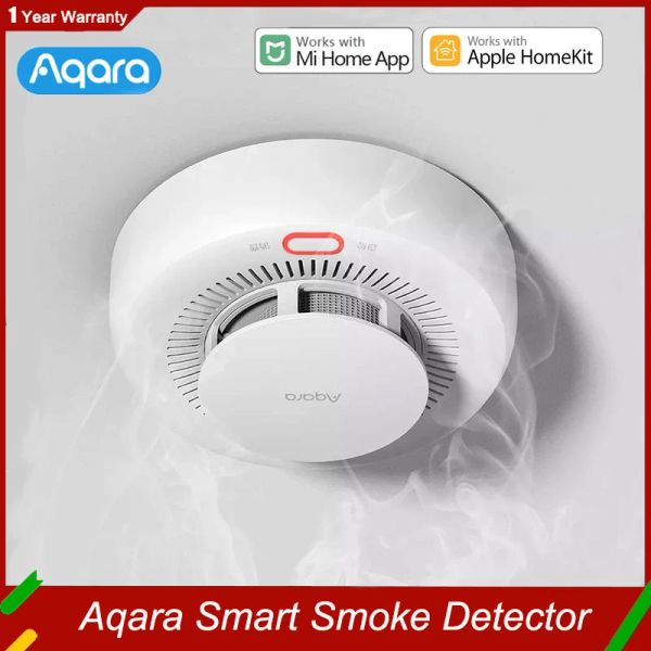 Contrôlez le capteur de détecteur de fumée Aqara Zigbee, détection de concentration de fumée très sensible, fonctionne avec l'application Homekit Xiaomi Mi Home