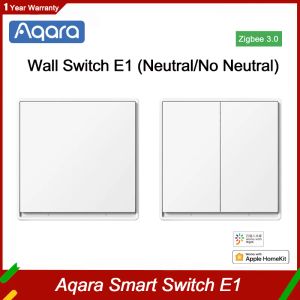 Control Aqara Interruptor de pared E1 Smart Zigbee Zero Line Fire Wire Light Control remoto Interruptores de llave inalámbricos con/NO Neutral Homekit Mi Home