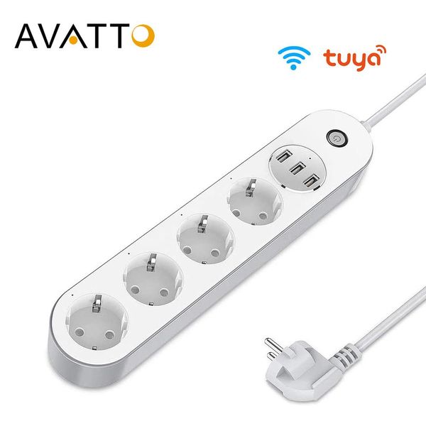 Contrôle Avatto WPS02 EU / US / UK WiFi Smart Power Strip avec 4 points de vente 3 PORTS, 2,1M Extension La voix de la rallonge fonctionne avec Alexa, Google Home