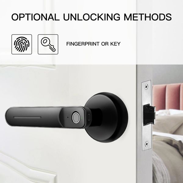 Contrôle Biométrique Empreinte digitale Smart Door verrouillage de porte Keyles Key Entrée Boucons de porte pour appartement Lock de remplacement non destructeur