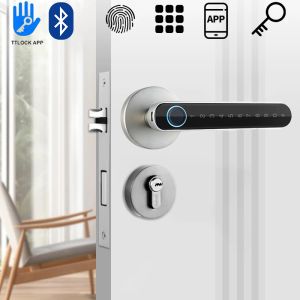 Contrôle Biometric Empreinte digitale Smart Door Handle Locks Mot Mot de passe Electric Digital App for Home