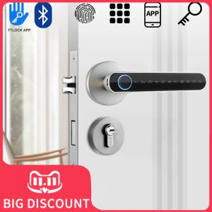 Contrôle Biometric Empreinte digitale Smart Door Handle Locks Mot Mot de passe Electric Digital App for Home