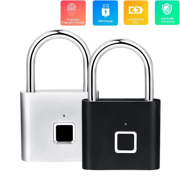 Control Black Plata USB USB Claqueo de puerta recargable Cadera de huella digital Smart Smart Desbloqueo de zinc Metal Metal Developring Chip