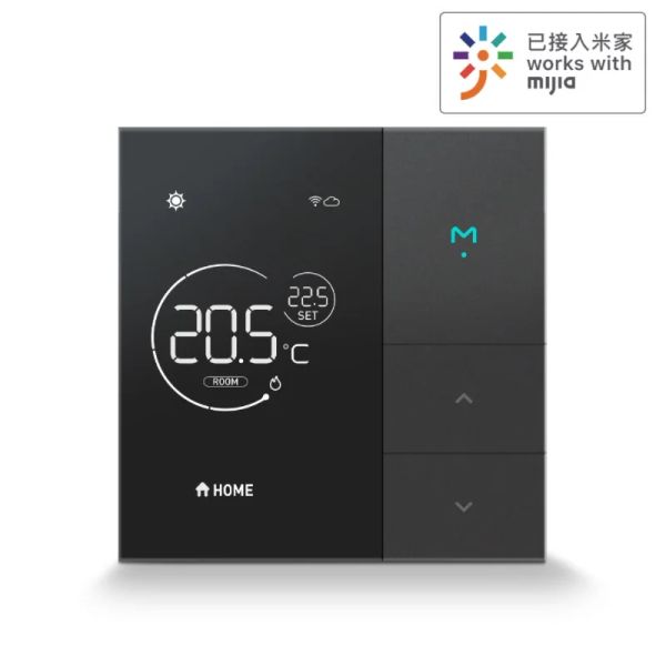 Control del controlador de temperatura negra para la caldera de gas Calefacción subsuelo CA Compatible con MIJIA/ MI Home App Smart WiFi Termostat
