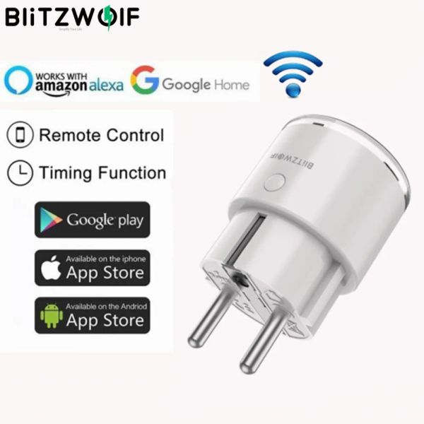 Contrôle BlitzWolf EU Plug 15A 3450W WiFi prise de courant intelligente interrupteur surveillance de l'énergie aucun Hub requis App télécommande fonctionne avec Alexa