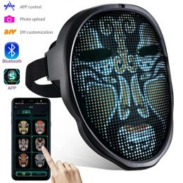 Controle Bluetooth App Control Smart Led Face Masks Programmable Change Face Diy Photoes for Party Display LED Light Mask voor Halloween