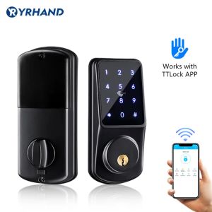 Control Bluetooth Key sin teclado seguro Control remoto Deadbolt Deadbolt Electronic Digital Smart Door Lock with Ttlock App