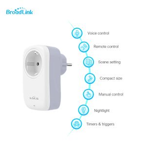 Controle BroadLink SP4L EU Wifi smart Socket 16A Stekkers Stopcontacten met Nachtlampje, Spraakbesturing door Alexa en Google Home