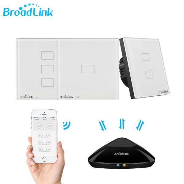 Contrôle BroadLink TC2 EU STANDG STANDART STAN conception moderne Panneau tactile blanc WiFi Wiless Smart Control via RM4 PRO / RM PRO