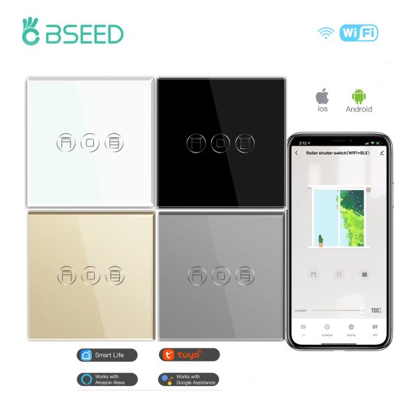 Contrôle BSEED EU Tuya Smart Life WiFi Blinds commutateurs Smart Roun-Robut Smart Smortor Google Assistant Alexa Contrôle vocal