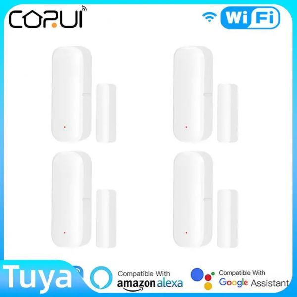 Contrôle Corui Tuya WiFi Porte de porte magnétique Détecteur de porte de porte Smart Home Security Protection Alarmes Système Système Alexa Google Home