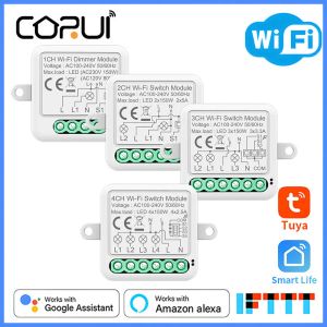 Contrôler Corui Tuya WiFi Mini Smart Energy Monitor Switch Module 10A Timer Wireless Switch Smart Home Travail avec Alexa Google Home Yandex