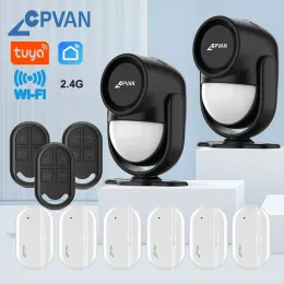 Besturing CPVAN Wireless WiFi Tuya 2.4G Smart Home Alarm voor Home Inbreker Beveiliging Alarm Systeem Deur Sensor Motion Sensor Alarmdetector