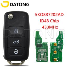 Control Datong World CAR Remote Control Clave para VW Caddy Tiguan Touran Up Beetle 5KO837202Ad 433MHz ID48 Reemplazar la tecla inteligente