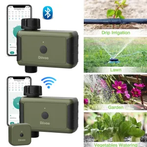 Contrôler la minuterie WiFi WiFi / Bluetooth, le jardin extérieur Programmable Smart Sprinkler Irrigation Timer with Rain Delay Manual Arrosage