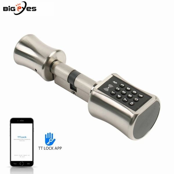 Control Diy Reemplazo de reemplazo eléctrico Gurn Euro Antitheft Smart Wifi Lock Cylinder Bluetooth Smart Key sin llave con aplicación de bloqueo TT