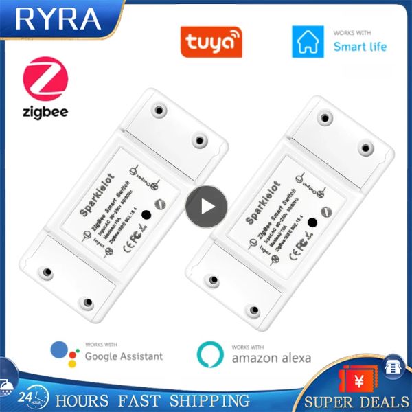 Contrôle DIY Smart Light Zigbee / WiFi Switch Tuya Smart Life App Remote Control Home Timer Breaker fonctionne avec Alexa Google Home Yandex