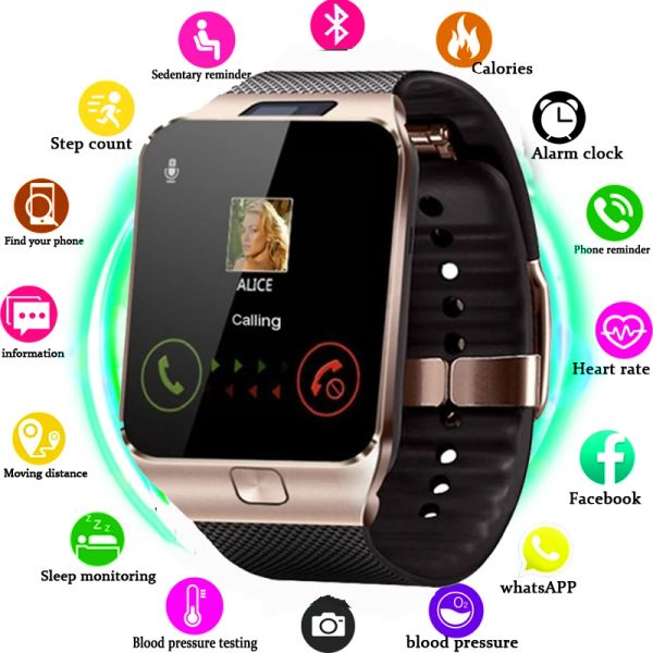 Contrôle DZ09 Réponse Appel Smart Watches Prise en charge de TF Sim Sleep Monitor Smartwatch Fitness Tracker Remote Controny Camera pour iOS Android