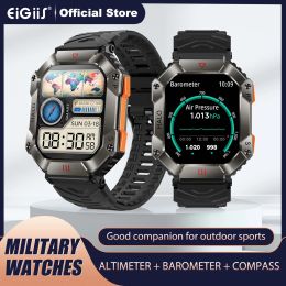 Controle Eigiis mannen Militaire buitensport Bluetooth Call Smart Watch Hartslag bloeddruk met kompas hoogtemeter IP67 waterdicht