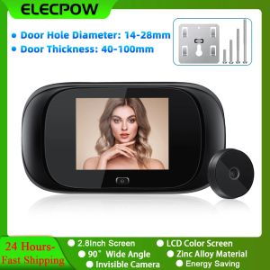 Controle elecpow 2.8inch Peephole deur kijker deurbelcamera 90 ° LCD 30W pixels slimme elektronische katten oogdeur camera buitenmonitor