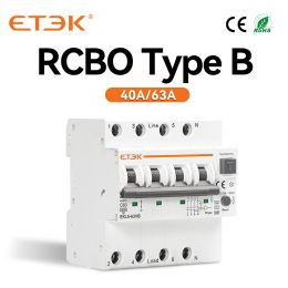 Contrôle Etek Type B Rcbo disjoncteur automatique résiduel 10ka 3p + n 4p 40a 63a Protection contre les fuites de surintensité 30ma Ekl5