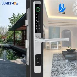 Beheer Europees Home Aluminium glazen deur slot Bluetooth vingerafdruk Digitale code TTLOCK Smart schuifdeurslot 3585 4585 6085 Mortise