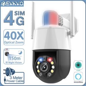 Contrôle Evkvo 4k 8mp 4g Caméra extérieure 40x Zoom optique Ai Suivi humain Wifi Surveillance de sécurité Caméra Ptz 150m Vision nocturne Icsee