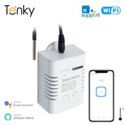 Contrôle Ewelink Wifi Smart Th16 Switch 16a Commutateur de surveillance de la température et de l'humidité Contrôle sans fil Compatible avec Alexa Google Home