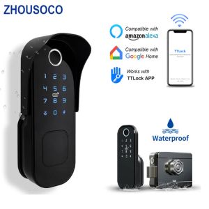 Contrôle l'empreinte Smart Lock Outdoor Gate Remote Contrôle Bluetooth TTLOCK application Passcode Card RFID CLACE SMART DOOR SMART DOOR LOCK