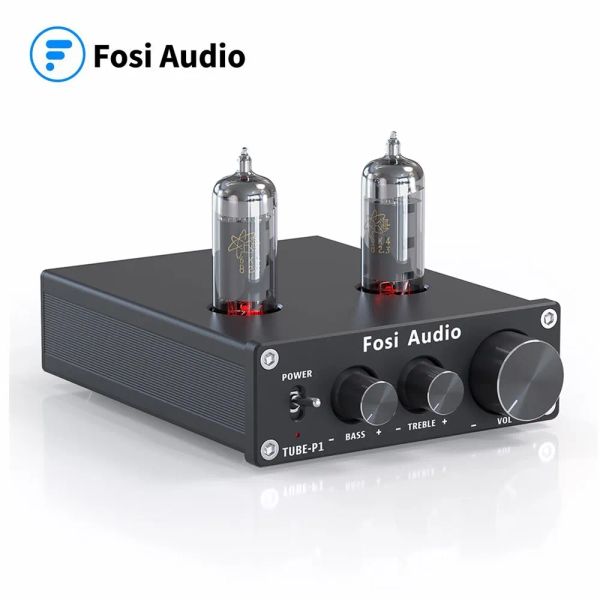 Control Fosi Audio P1 Amplificador de tubo Hifi HiFi Stereo Buffer Preamp 6K4 Válvula Vacú con control de tono de bajo agudo para un hogar inteligente