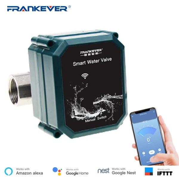 Contrôle FrankEver vanne d'eau intelligente télécommande sans fil synchronisation Zigbee WIFI BSP NPT DN20 fonctionne avec Alexa Google Home Tuya APP