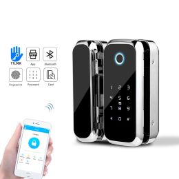 Contrôle FreeCan TTLOCK App WiFi Bluetooth Control Verre verrouillage de porte électronique Code numérique RFID RFID Biométrique Empreinte Smart Lock pour Offi